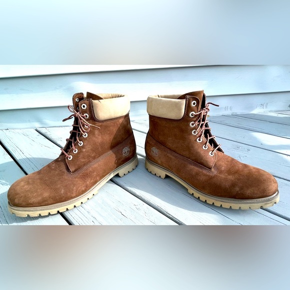 Timberland Boots, brown with tan top section - Picture 1 of 5
